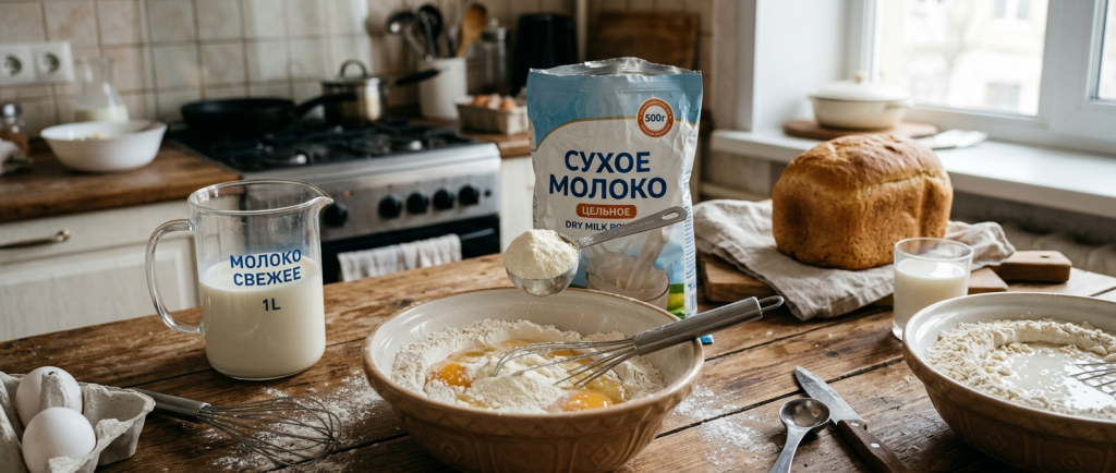 Замена свежего молока на сухое